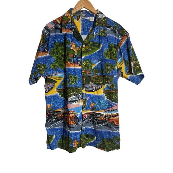 Reservoir World Men M Truck Island Short Sleeve Shirt Vacation Beach Casual - Picture 1 of 8